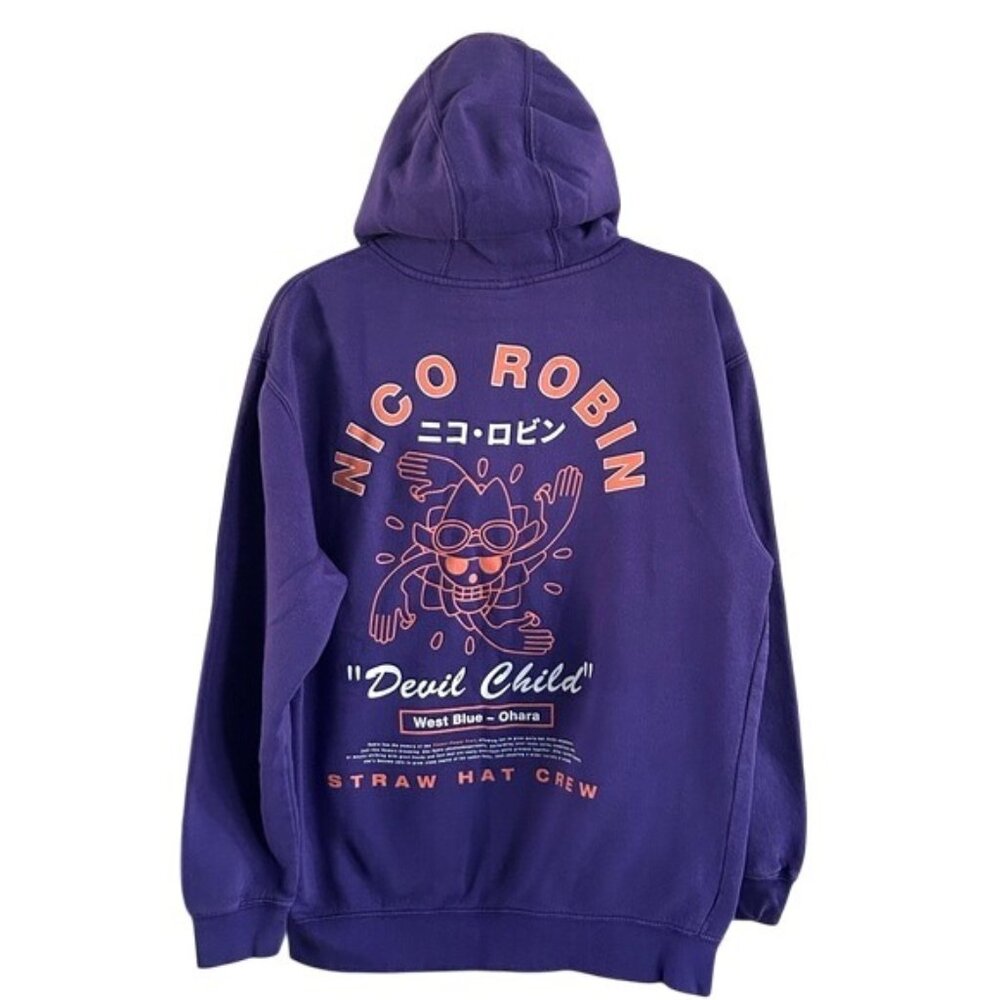 One Piece Nico Robin Purple Graphic Hoodie Anime Ripple Junction Sz Medium